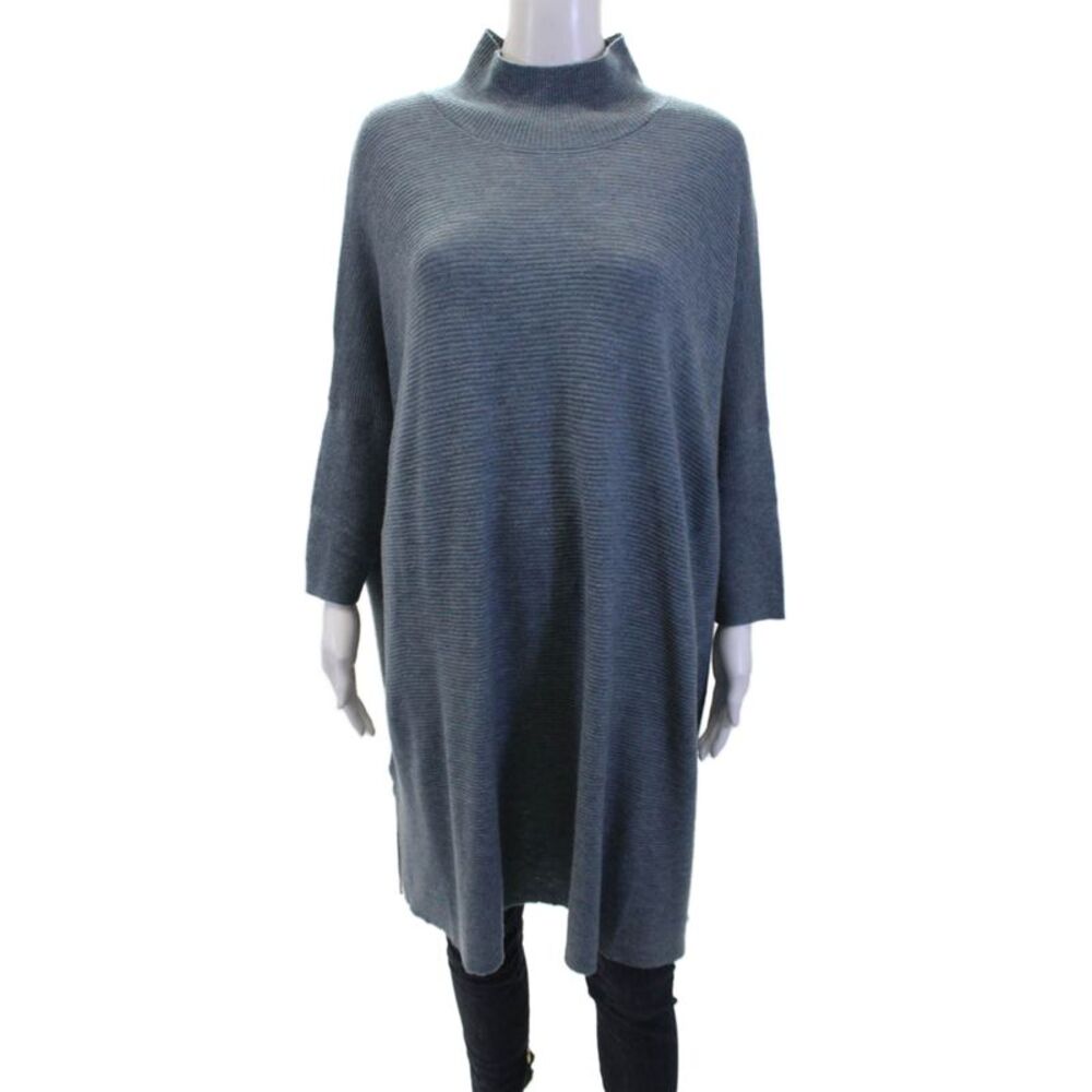 Kerisma Womens Turtleneck Long Sleeve Ribbed Knit Sweater Blue Size M